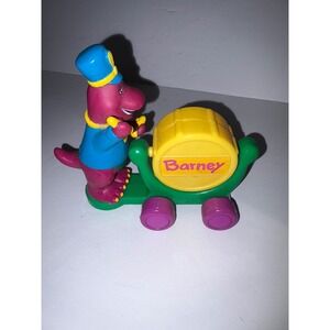 Vintage Barney Drum‎ Train Toy 90s Purple Dinosaur Conductor Retro Decor